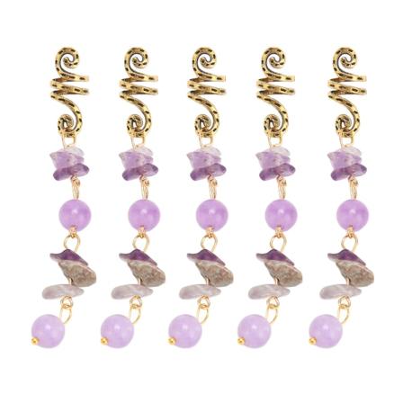 5 stk Alloy Hår Dreadlocks Smykker Utsøkt våranheng Hårfletteringer Liten størrelse lilla