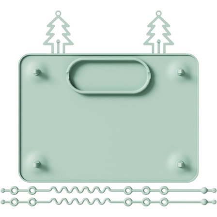Grøn Silikone Suge Baby Dækkeserviet - Tåler Opvaskemaskine, Skridsikker Spisemåtte med 2 Stropper til Småbørn & Højstole