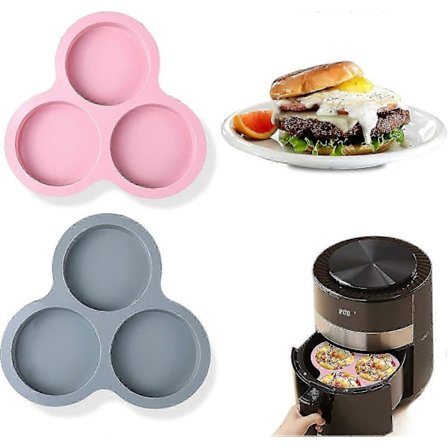 2 stk. silikone æggeforme til airfryer til æggekager, muffinstoppe, morgenmadssandwiches, hamburgerboller, non-stick