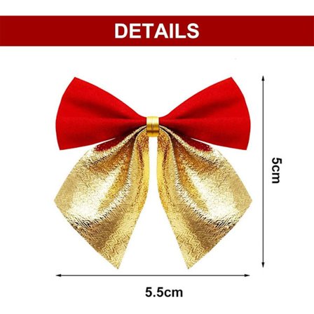 Juleguldsløjfe Julebuer Udendørs Små Juleglimmerbuer Juledekorationer med Sløjfe Klud Julebue 96 Stykker Jul