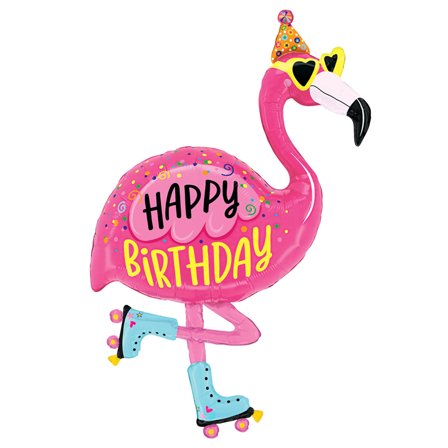 Folieballong Flamingo Happy Birthday