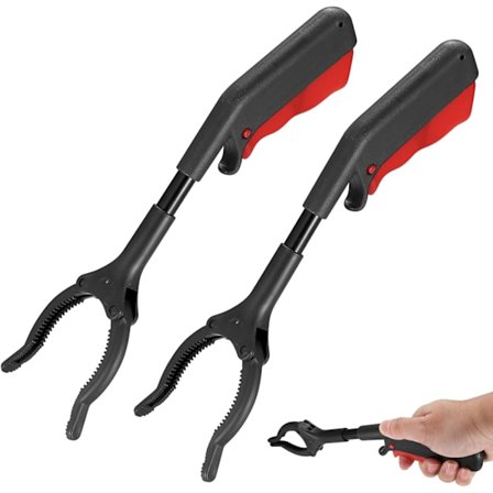 2 Pcs Grabber Reacher Tool for Seniors, 30cm Short Trash Pick Up Gripper, Garbage Picker for Kids and Adults, Portable Grabber Tool for Garden