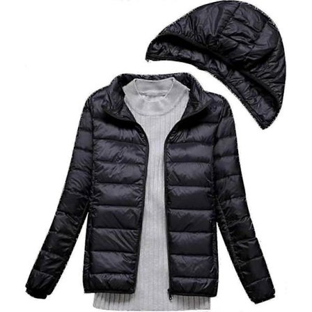 Vintertynd og let dunjakke til kvinder, afslappet dunjakke, slank quiltet jakke med aftagelig plus size barselsjakke_fs