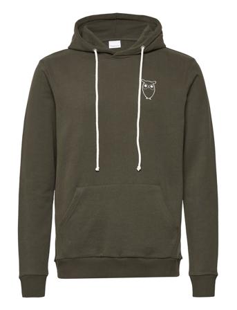 Elm Hood Small Print Owl Sweat - Go Khaki Knowledge Cotton Apparel