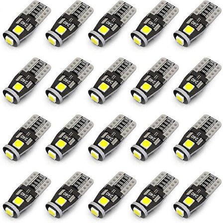 20x T10 Wedge 194 168 2825 W5W LED-polttimot, Superkirkas 3-3030-piirisarja, CAN-Bus virheetön, rekisterikilven, sisätilan, ovivalot, valkoinen
