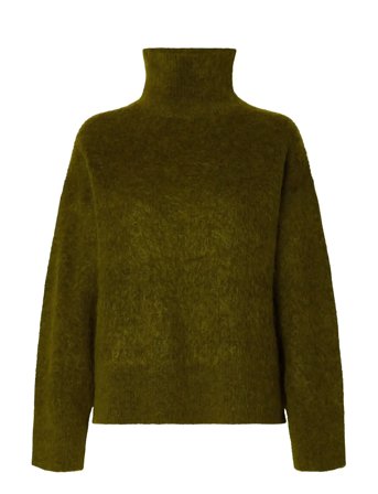 Slfmira Mohair Ls Knit High-Neck Green Selected