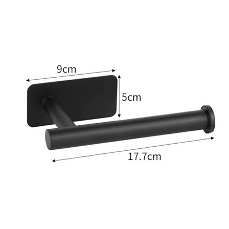 Svart Krom Toalettpappershållare Väggmonterad, Självhäftande Toalettpappershållare för Badrum & Kök, Vattentät, Ingen Borrning Svart Kort