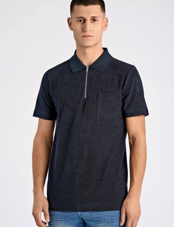 Lindbergh Terry Pique W. Zip - Navy - L