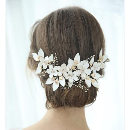 Vacker Brud Handgjord Original Design Pearl Huvudbonad Laminat Bröllop