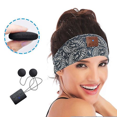 Søvnhovedtelefon Bluetooth Trådløs Musikhovedbånd Sports Løbehovedsæt Indbygget Mic (FMY)