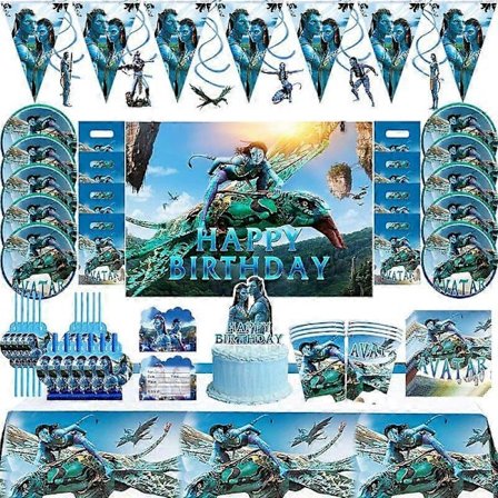 Avatar Tema Födelsedagsfest Dekoration Servis Pappersmuggar Tallrikar Servetter Ballongdekor för Barn Grattis på Födelsedagen Tillbehör