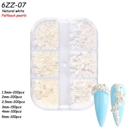 Nageldekorationer för Nail Art Halvcirkel Full Circle Färgglad Pearl Aurora 6-grid Pearl ZZ01 12g 6-grid Pearl ZZ07
