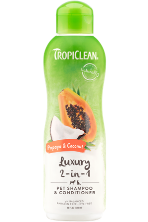 TropiClean - Papaya & Coconut Luxury 2-i-1 Shampoo and Conditioner for Pets 355 ml. - Hund - Pelspleie Trim- og hundebad - Hundesjampo - ZOO.no