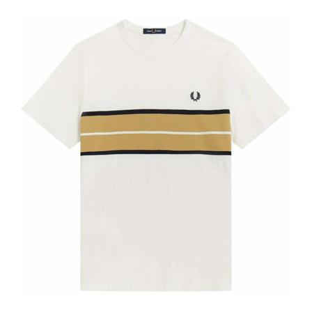 Fred Perry T-shirt Tramline Panel M3670 - Snow White Hvid, Herre T-shirts