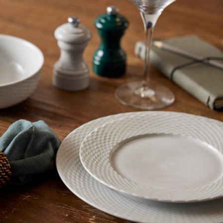 Pillivuyt Basket tallerken 22 cm, ovnfast porcelæn, hvid | KitchenOne