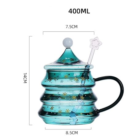 Joulukuusi Muki Lumi Vuori Lasikuppia Lämpö Kylmä Kestävyys Lasinen Kahvikuppi Piirretty Joululahja Uusi Maitojooma Kuppi (FMY)