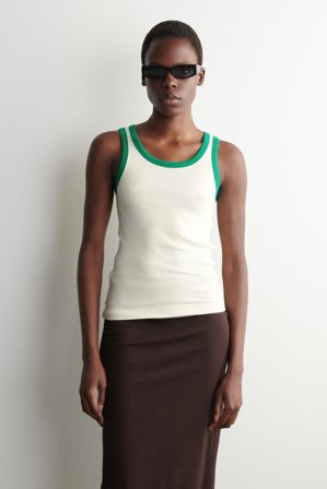 COS Women's Ribbed Cotton Tank Top in White