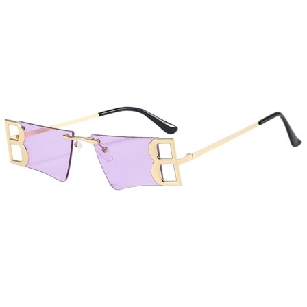 Rektangulära solglasögon för kvinnor Fashion Square Rimless Candy Color Trendy Glasögon