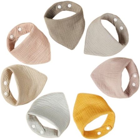 7-pakkesæt Baby Hagesmække Savlesmække Med 2 Justerbare Knapper Unisex Trekantede Hagesmække Bløde Meget Absorberende Åndbare til Nyfødte og 26*26*33 