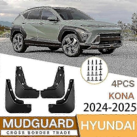 Hyundai Kona 2024-2025 Biltilbehør med Sprutbeskyttere, Mud Flaps og 4-Dels Beskyttelsessett