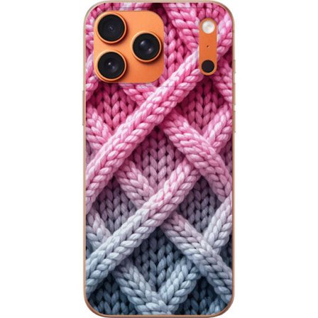 Yhteensopiva Puhelinkuori Apple Apple iPhone 17 Pro Max Lähikuva kudotusta tekstiilikuviosta vaaleanpunaisissa, harmaissa ja valkoisissa sävyissä,