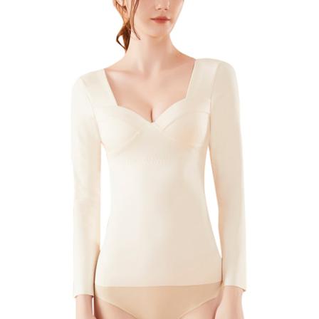 Kvinnor Thermal Långärmad V-hals Enfärgad Skjorta