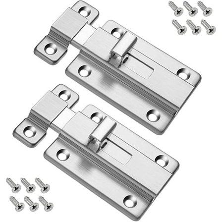 2 stk. dørbolte, dørlås i rustfrit stål, sikkerhedslås med 12 skruer til forsænkede døre soveværelse badeværelse