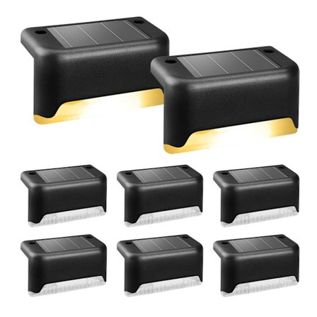 Solcellebelysning til trapper og hegn – 8-pak