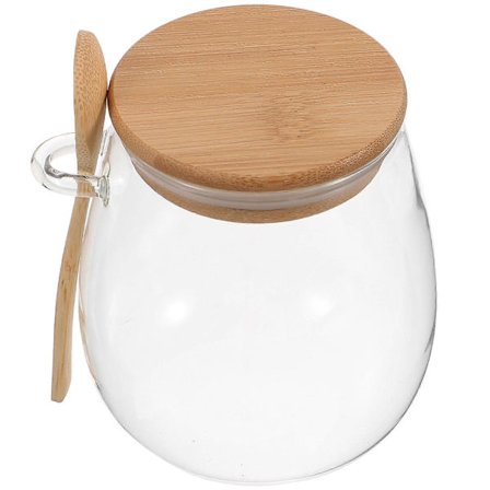 Glasburk med förseglat lock, klar glasförvaringsbehållare, te- och kaffeburk med sked