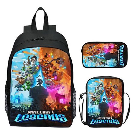Minecraft Ryggsäck Tecknade Spel 3st Skolryggsäckar För Flickor Pojkar Set Primär Barn Elever Börda Lättnad Mochilas