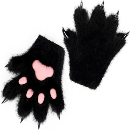 Luddiga Djurfots-pälsvantar Varg Hund Räv Katt Djurfots-päls Klor Vantar Mössor Händer Kostym Cosplay