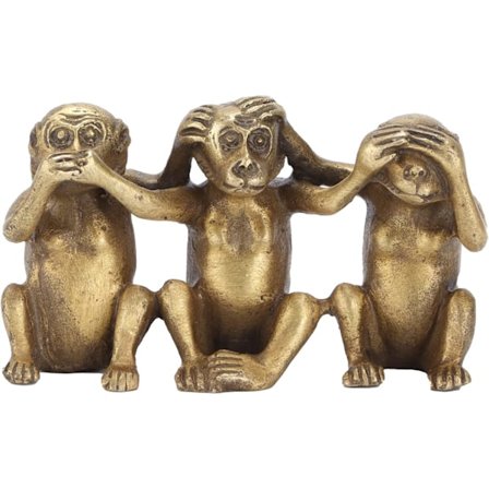 3 Monkey Statues Vintage Brass Desk Decoration 7.5 x 4.5cm,