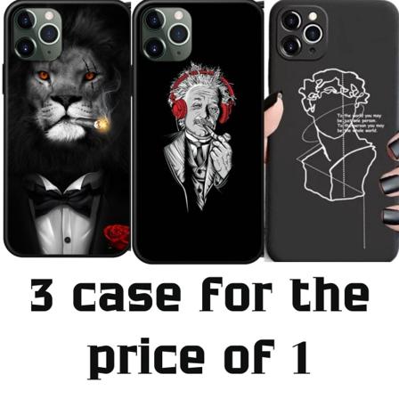 iPhone 12 Pro Max 3-PACK deksel løve Einstein Statue Black one size