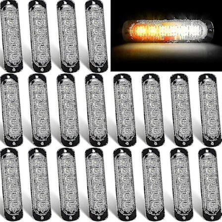 20-pakning LED-blinklys 6 LED Gule Overflatemonterte Blinkende Varsellys-(LST)3-