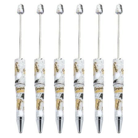 Pärlbara kulspetspennor Bead Rollerball Penna Plast DIY bläckpennor Pärlpennor Present till barn Student Kontor Skolmaterial