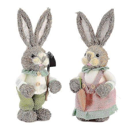 2 stk Søde Forårsstrå-Påskekaniner Hjemmehave Dekorationer Gaver