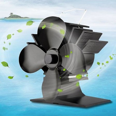 4-bladet varme-drevet komfyrvifte - energisparende for hjemmet