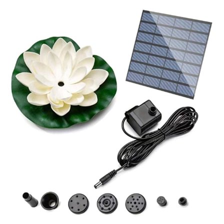 Solcellsfontän för damm, utomhus fågelbad fontäner, solenergi flytande trädgård (vit)