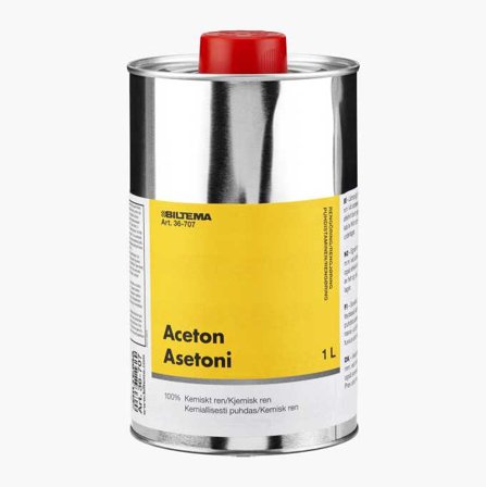 Biltema - Aceton 1 l - Ideell for Rengjøring av Verktøy, Effektiv Fjerning av Fett og Oljeflekker