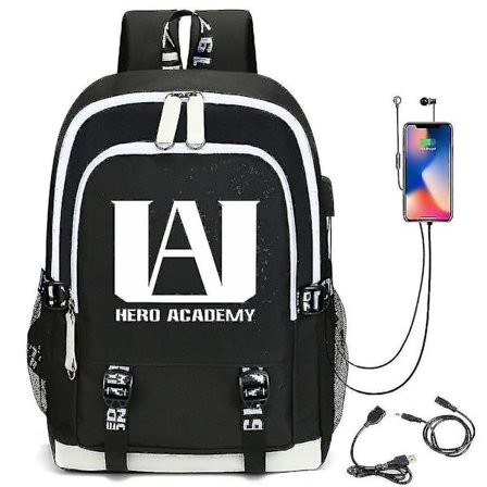My Hero Academia Backpack Usb Charging School Bagblack