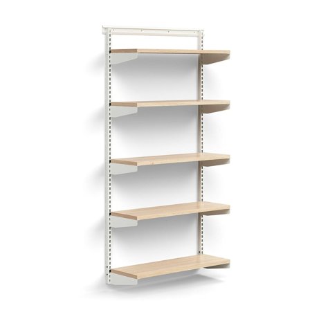 Wall shelving RELY, basic unit, laminate shelves, 1800x900x300 mm, white/oak