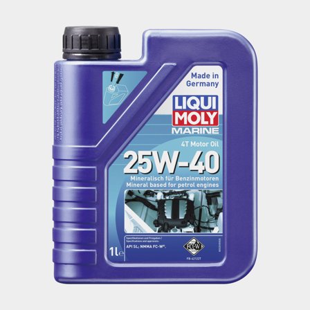 Mineral oil for 4-stroke inboard & outboard engines Liqui Moly Marine 4T Motor Oil 25W-40, for petrol engines, API SM & NMMA FC-W, 1 litre