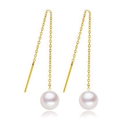 18K guld naturliga sötvattenspärla tofs örhänge guld långa öronsmycken guld vatten