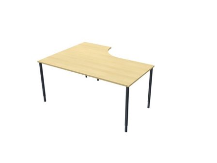 LANAB DESIGN Skrivbord frist H 1,6x1,2x0,8x0,6m björkl/sv - Lyreco - Kontorsmöbler och inredning - Bord och hurtsar - Skrivbord - Fasta