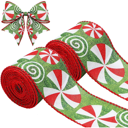 2-pack 6 Yards Julgrans Peppermintband