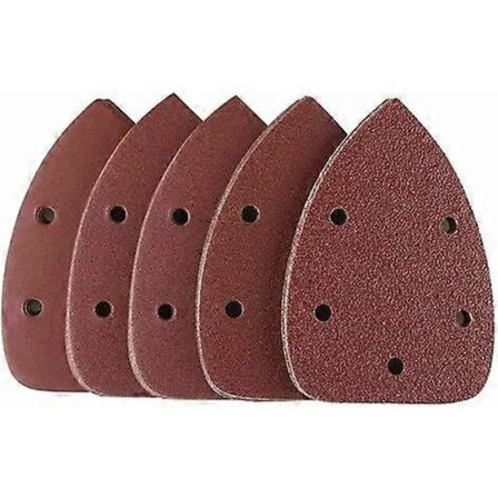 Förpackning med 50 slippapper, sandpapper, 5 hål - 90 x 140 mm - Sliptrianglar - 10 x Korn 40/60/80/120/240 - för Black and Decker triangelslipmaskin