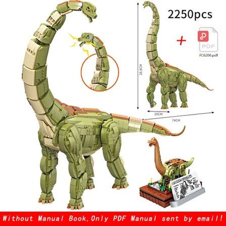 Ny MOC 2250 delar Jurassic Dino World Brachiosaurus Byggset Klossar Tegel Röst Dinosaurier Park Figurer Leksaker Barnpresenter