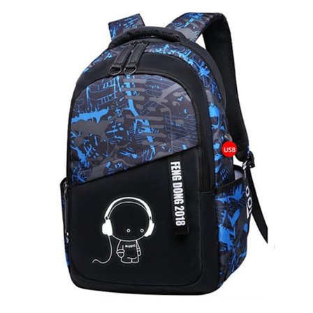 Stor Skolerygsæk til Teenage Drenge Universitetsstuderende Selvlysende Rygsæk