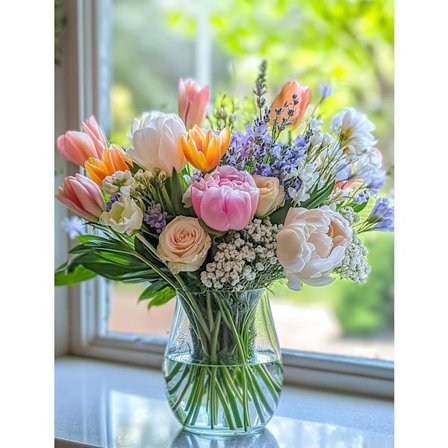 Blomster Diamant Kunst Sæt til Voksne Begyndere - Diamant Maleri Sæt til Voksne, 5D Diamant Maleri Blomster, Ædelstens Kunst Sæt til Gaver 