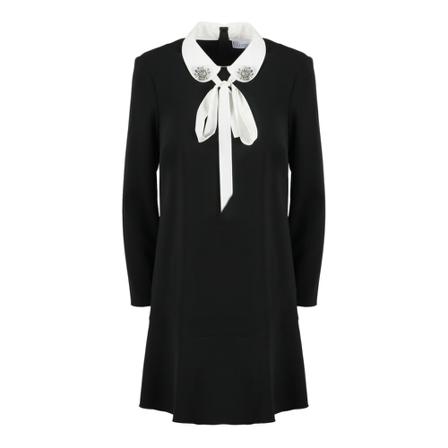 RED Valentino, Stretch Frisottine Dress Zwart, Dames, Maat:S,Viscose